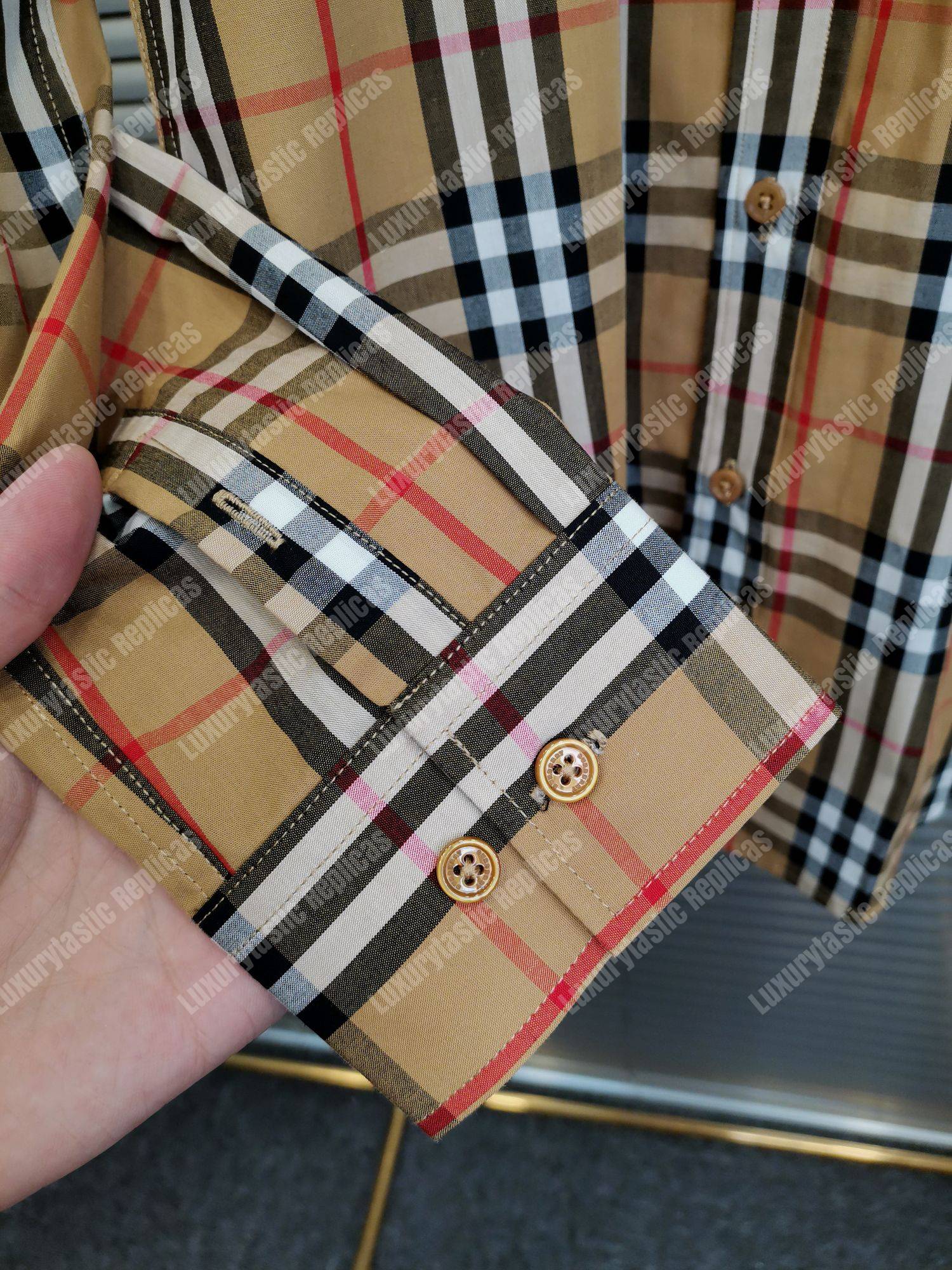 B**rry logo print check cotton oversized shirt