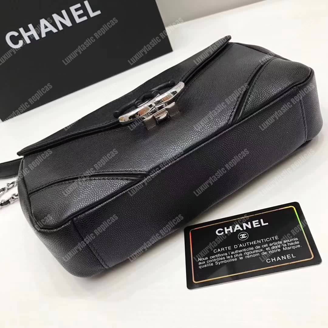 Ch*el medium flap bag black
