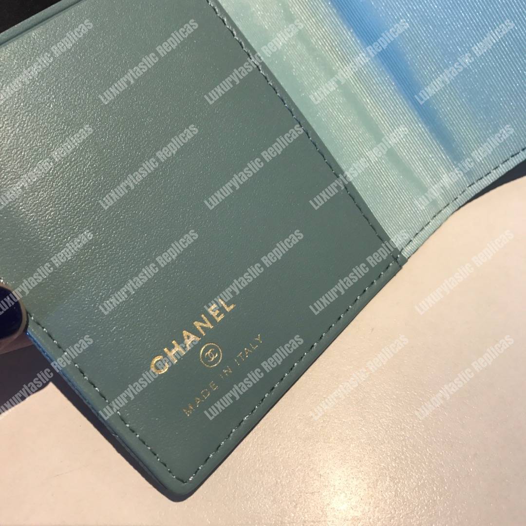 Classic Passport Holder Caviar Leather Sky Blue