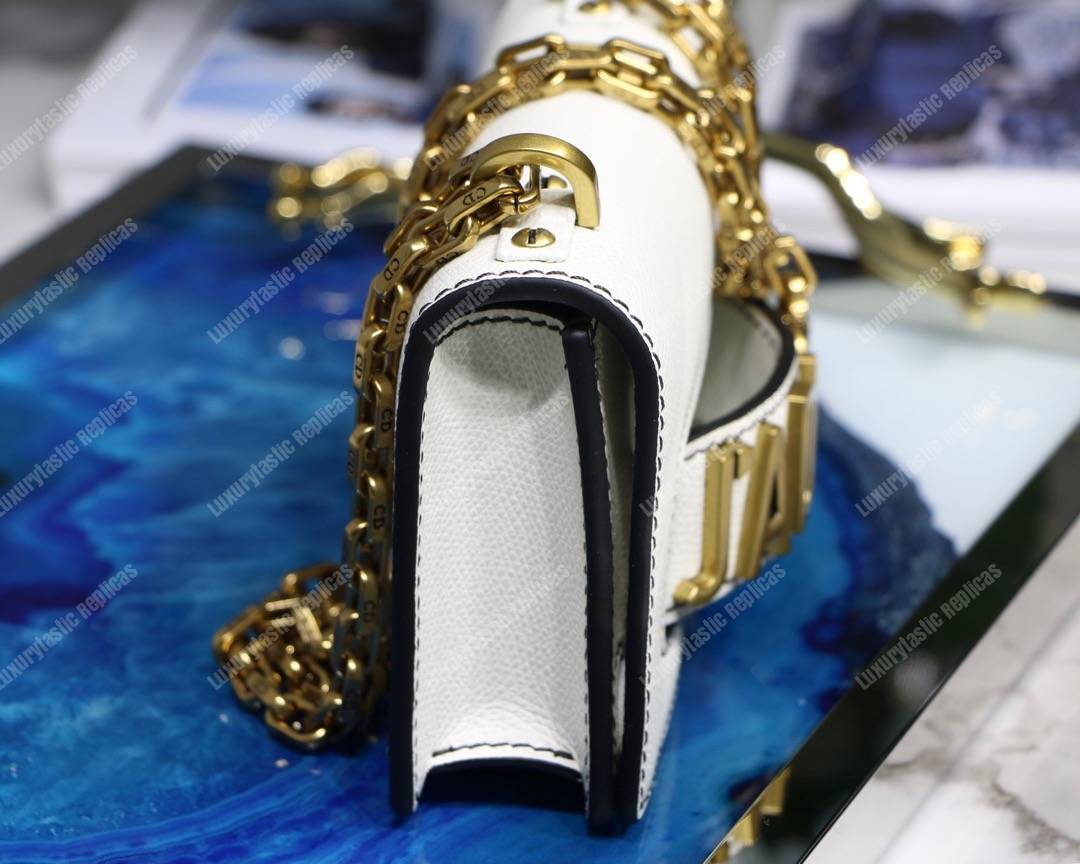 mini j’aD*or calfskin flap bag off-white