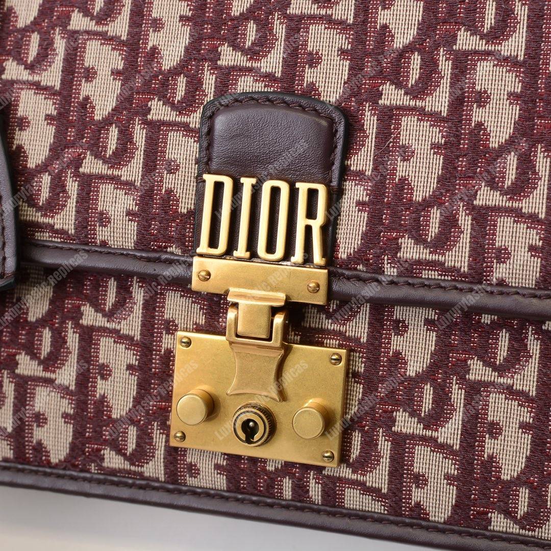 D*or addict flap bag burgundy oblique canvas with chain