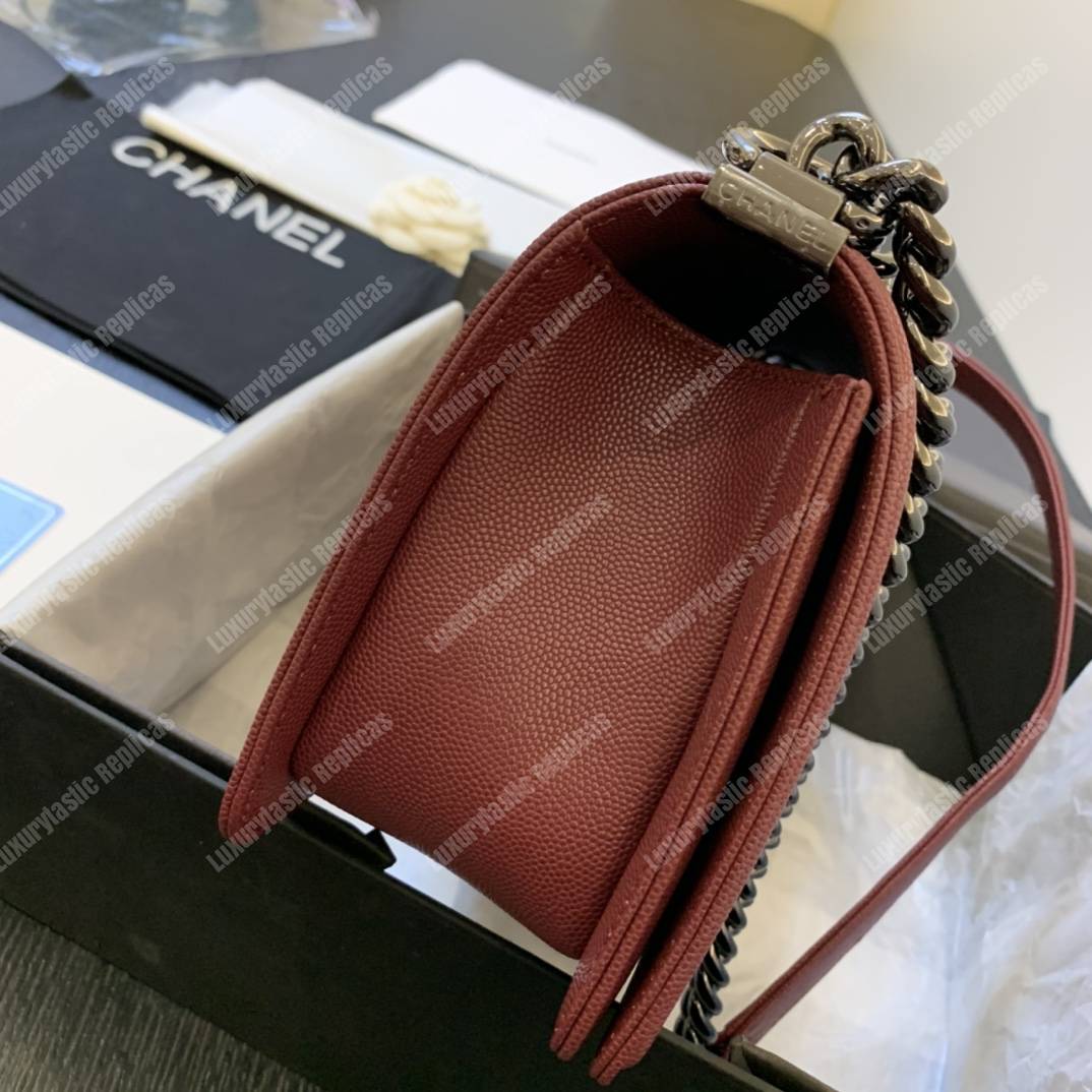 Ch*el boy medium caviar leather burgundy