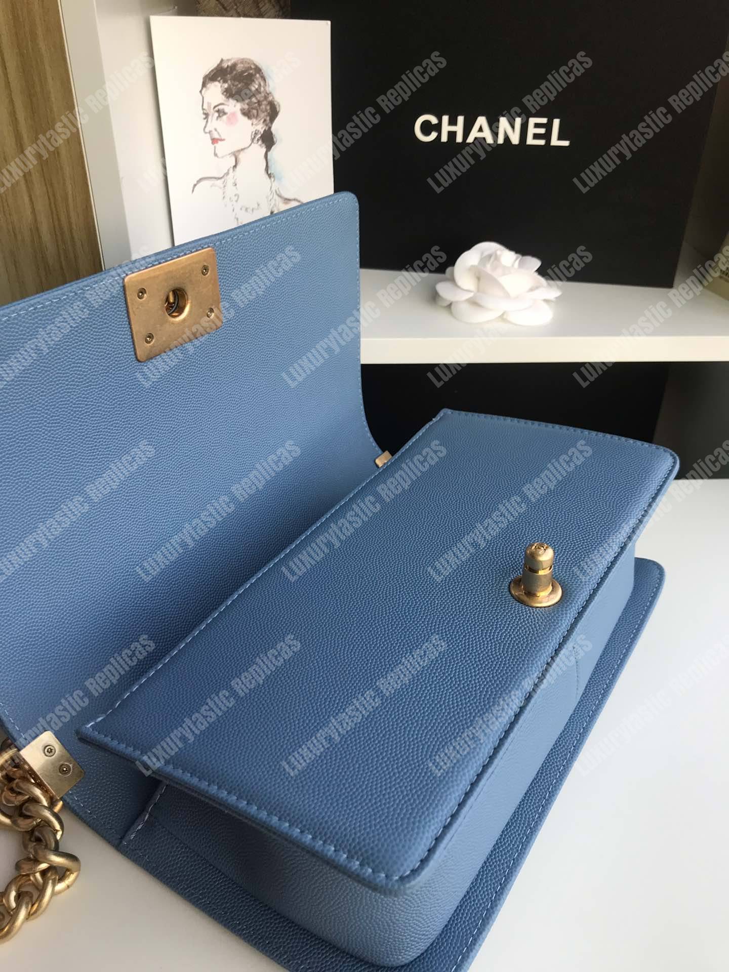 Ch*el boy medium handbag blue