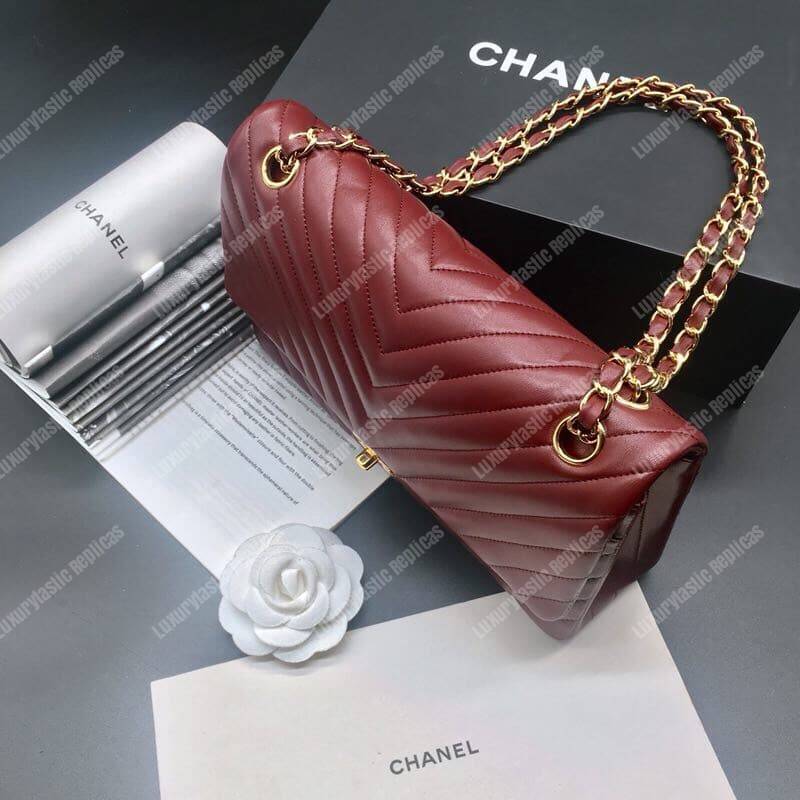 Ch*el classic medium handbag burgundy
