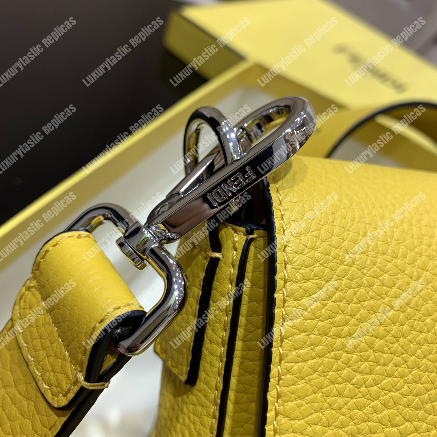 F**di baguette yellow leather bag