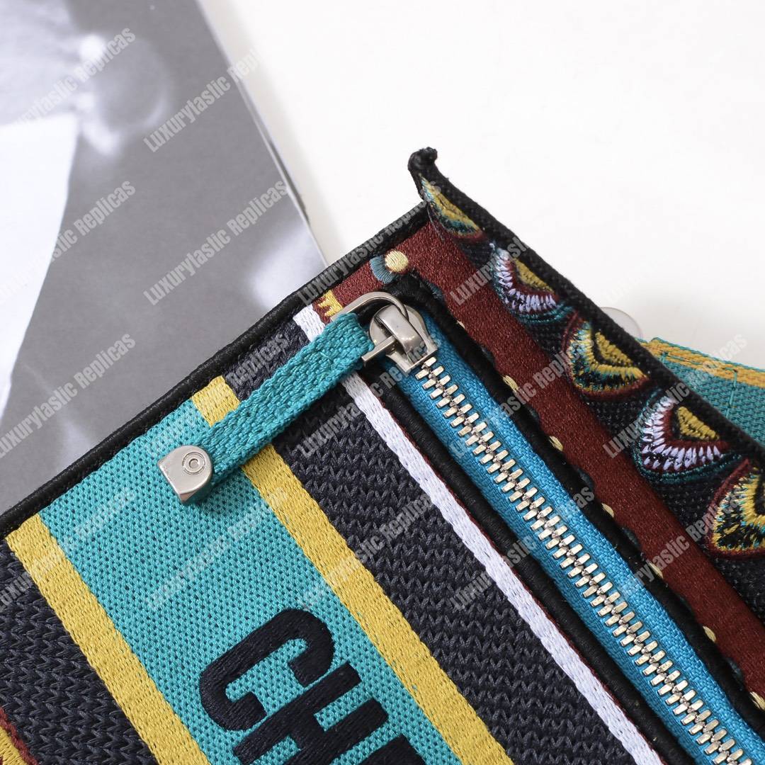 D*or multicolored embroidered canvas clutch