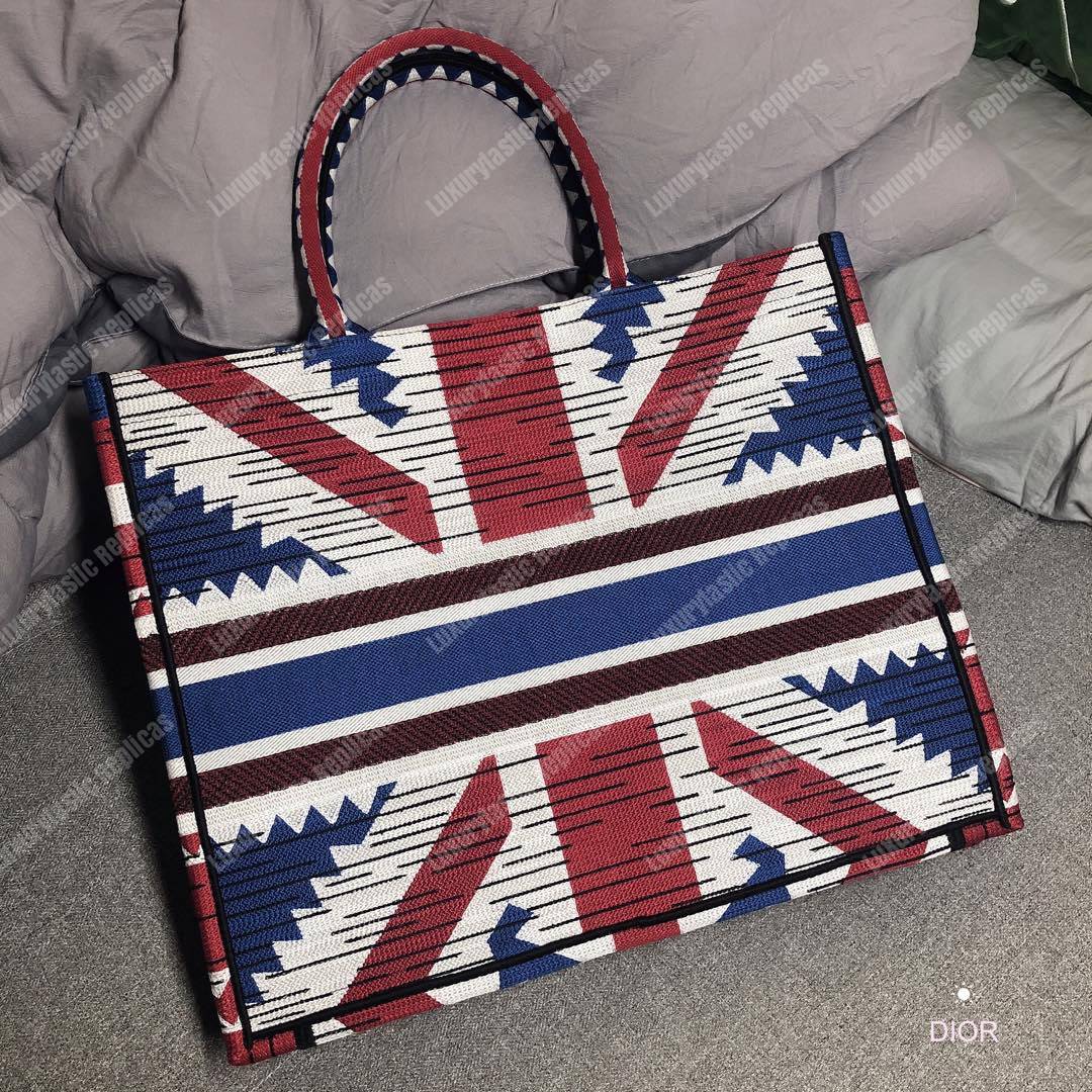 D*or book tote bag embroidered canvas french flag