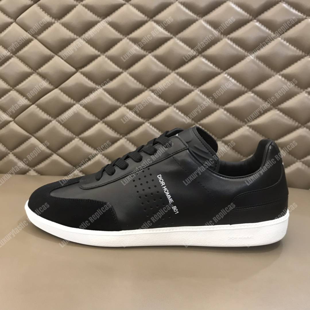 D*or “b01” sneaker black suede calfskin & black smooth calfskin
