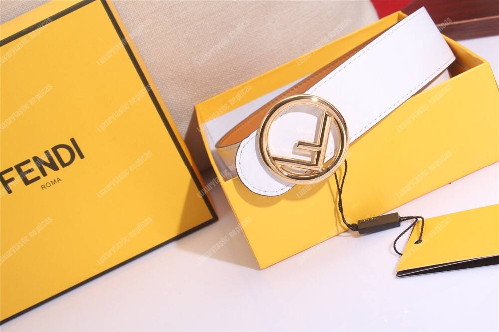 F**di white/caramel leather belt