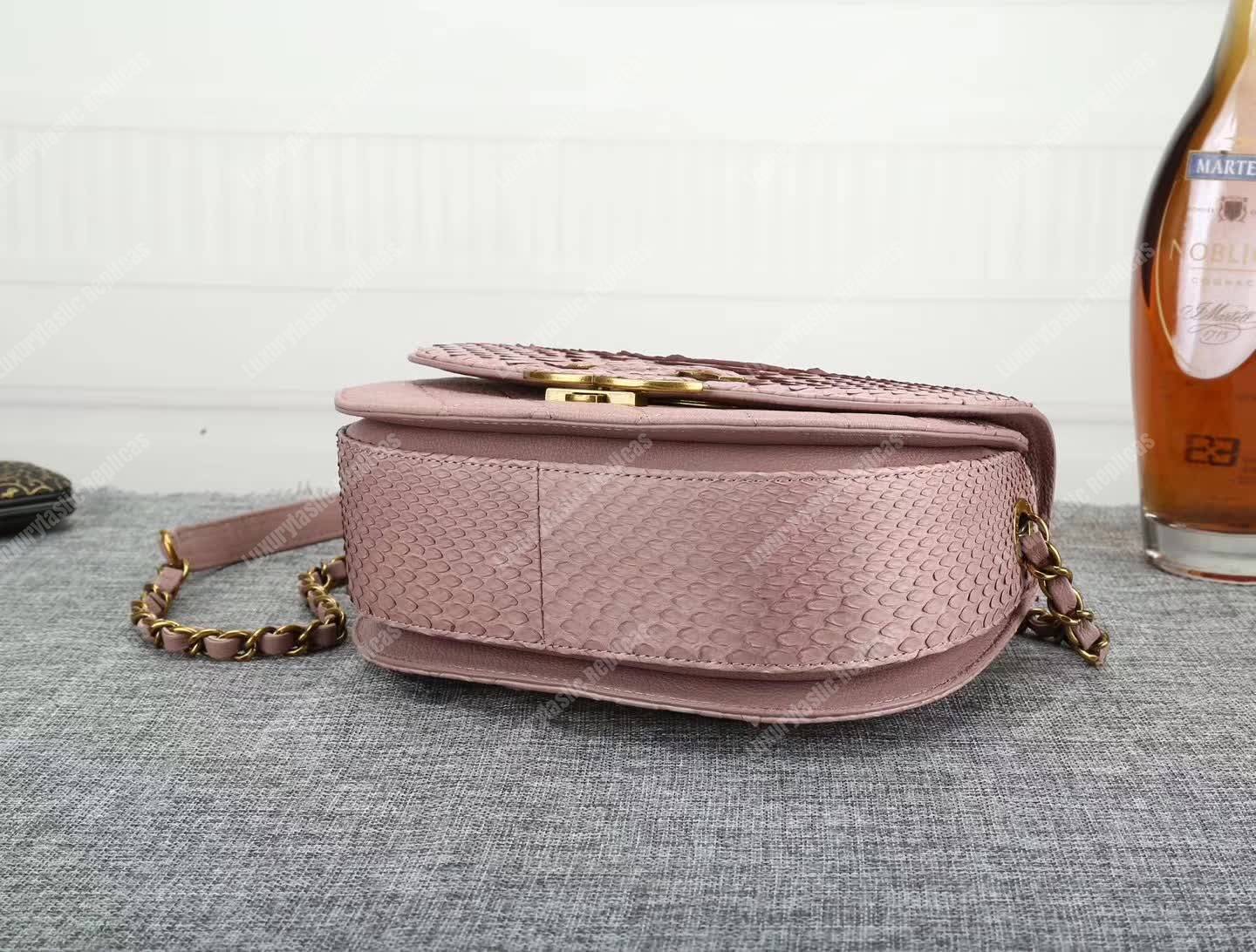 Ch*el medium flap bag with top handle light pink