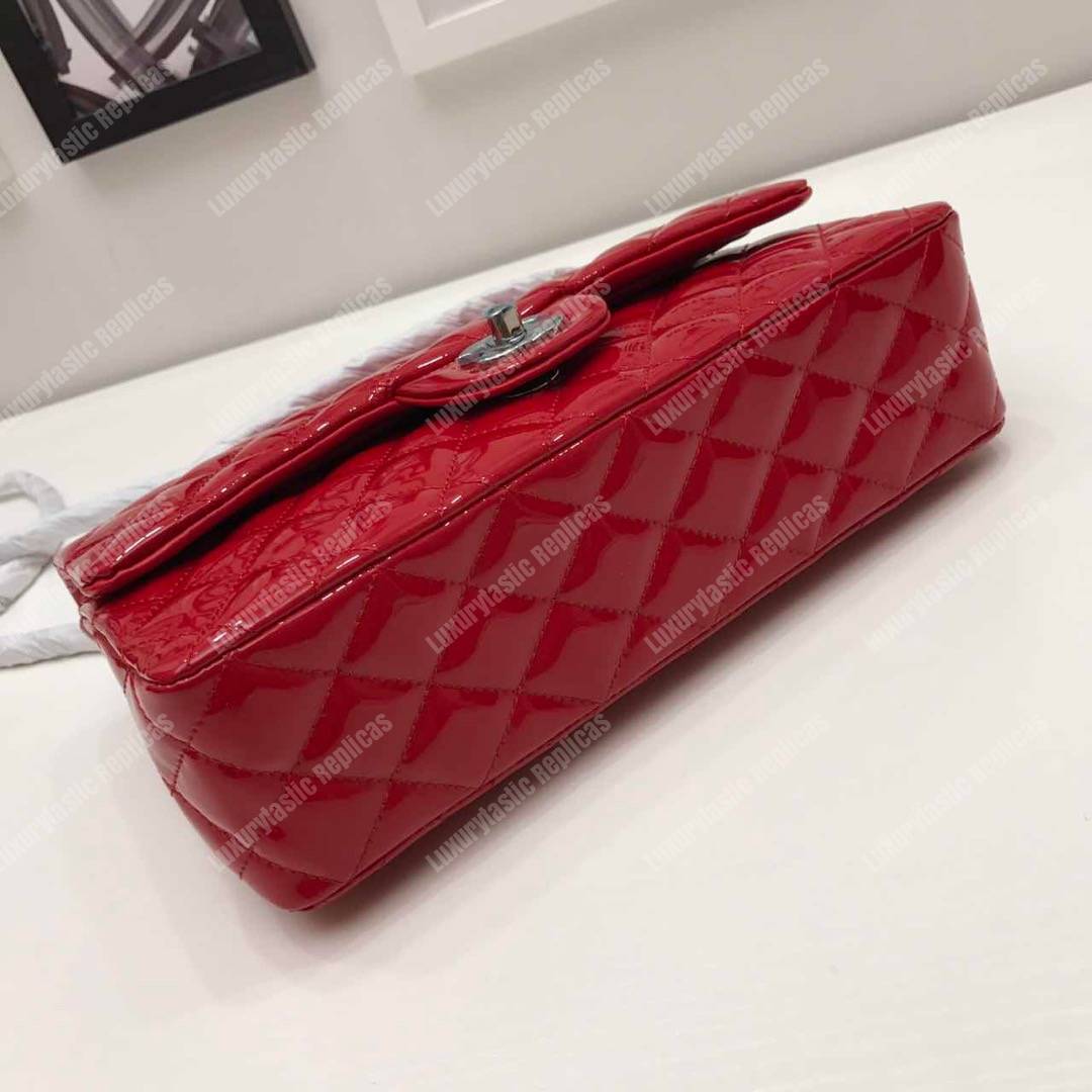 Ch*el classic medium flap bag red