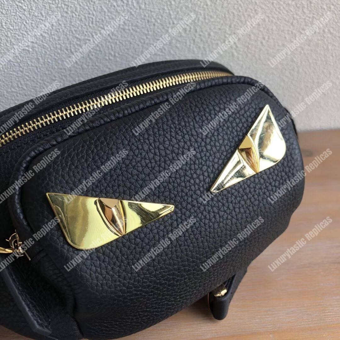 F**di black romano leather belt bag