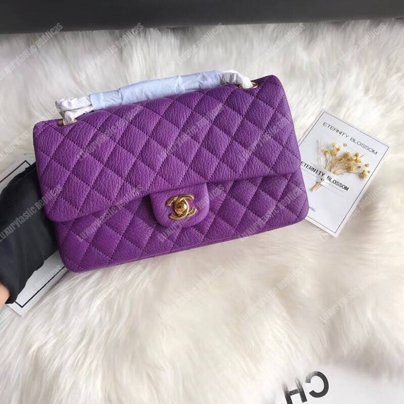 Ch*el medium classic handbag purple
