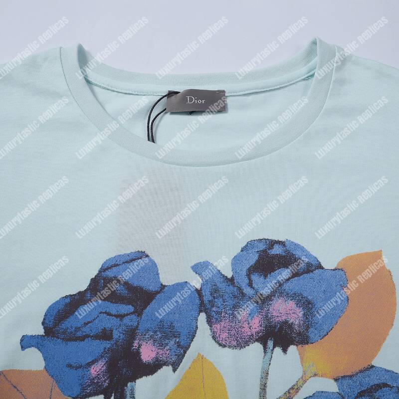 D*or alex foxton rose logo blue cotton t-shirt