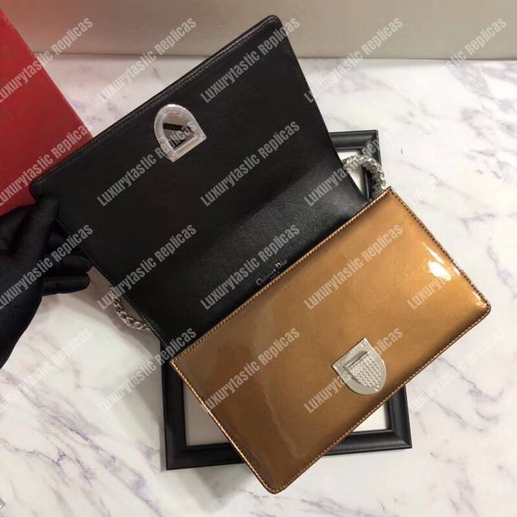 D*orama dark gold-toned metallic calfskin flap bag