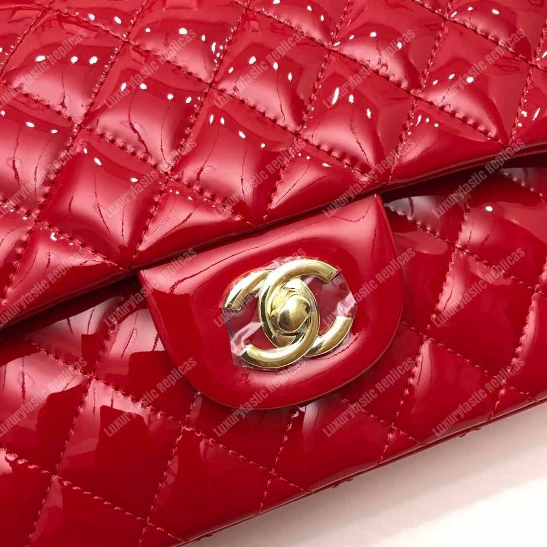 Ch*el classic medium flap bag red