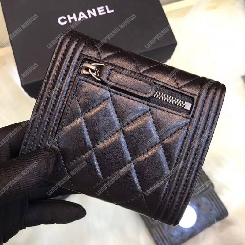 Ch*el boy small flap wallet black