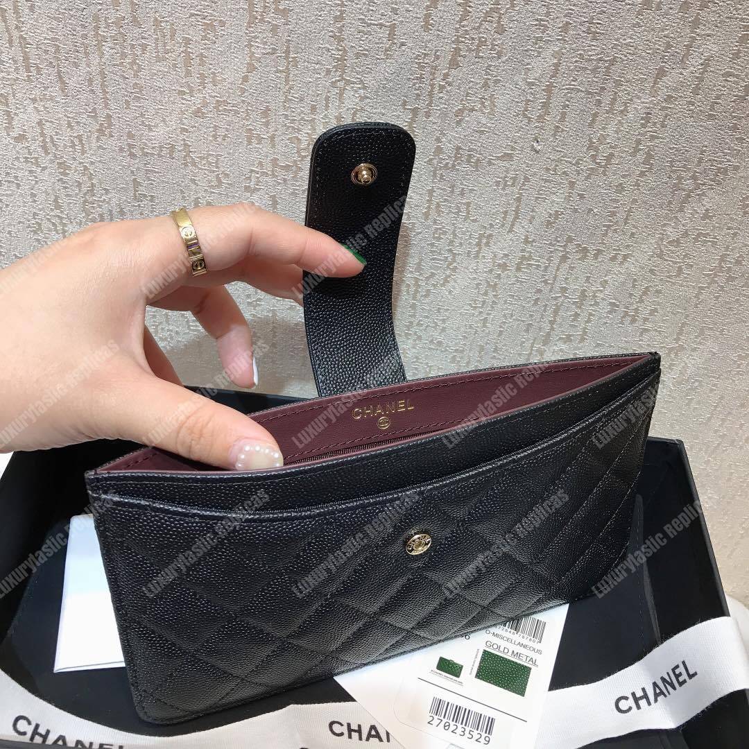 Ch*el classic pouch caviar leather black