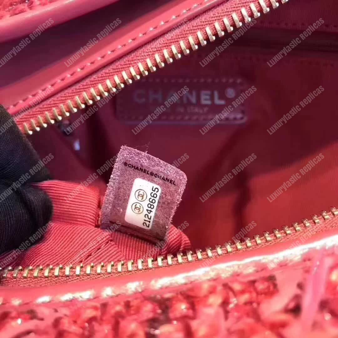 Ch*el medium tweed gabrielle hobo bag red