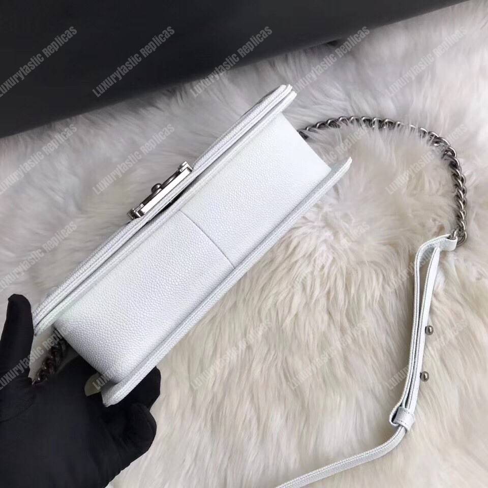 Ch*el boy medium handbag white
