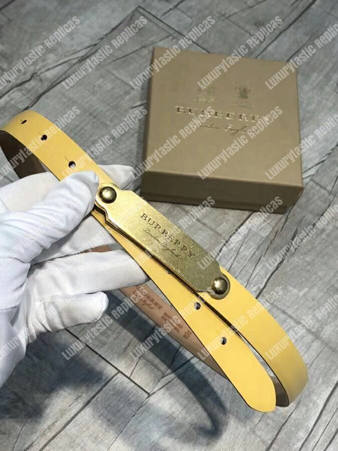 B**rry brass plaque buckle embossed bridle leather belt yellow