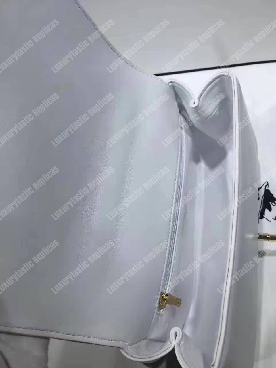 Ch*el medium flap bag with top handle white