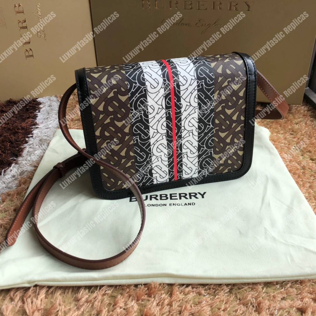 B**rry small monogram stripe e-canvas tb bag bridle brown