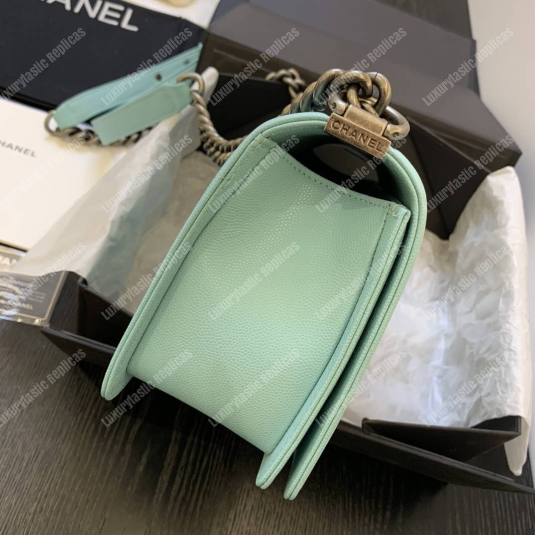 Ch*el boy medium caviar leather sky blue