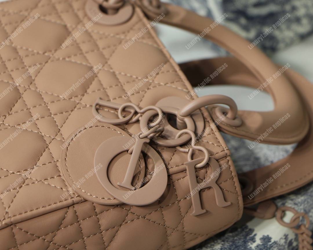 mini lady D*or bag ultra-matte blush powder-colored