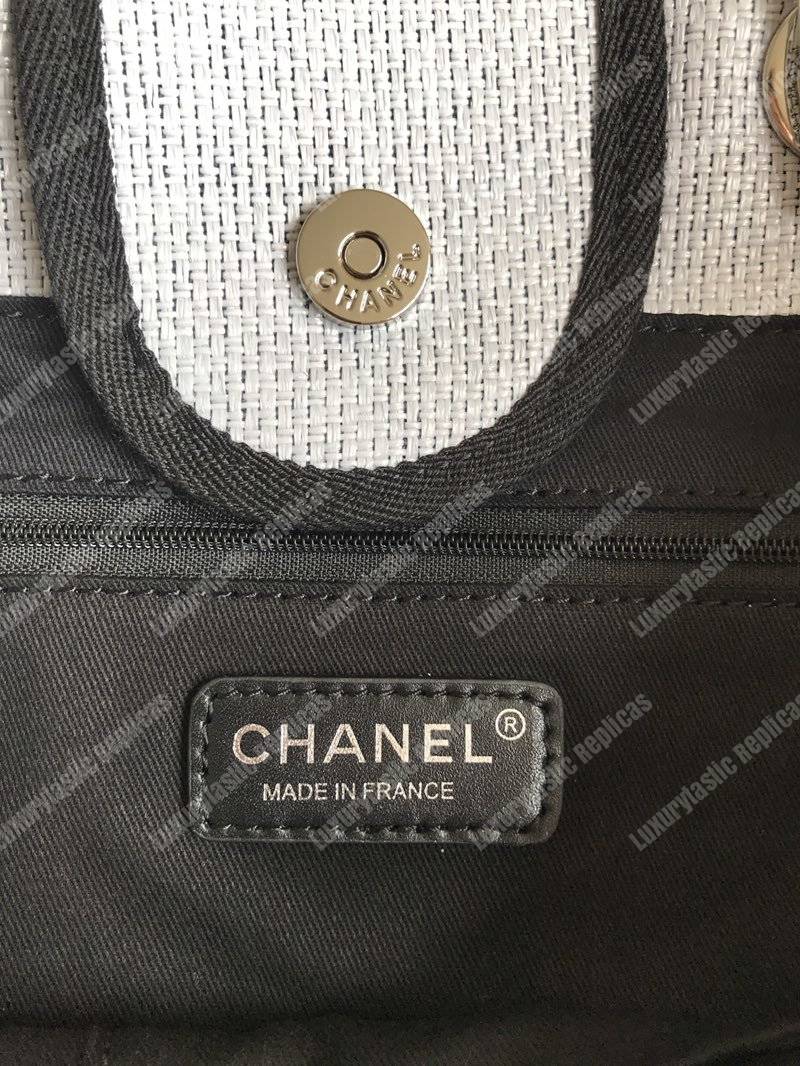 Ch*el deauville fabric tote gray/black