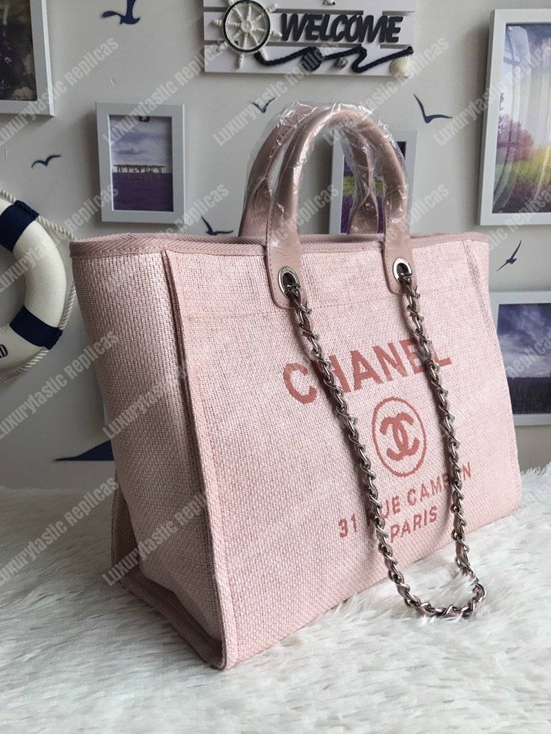 Ch*el deauville fabric tote pink/fuchsia