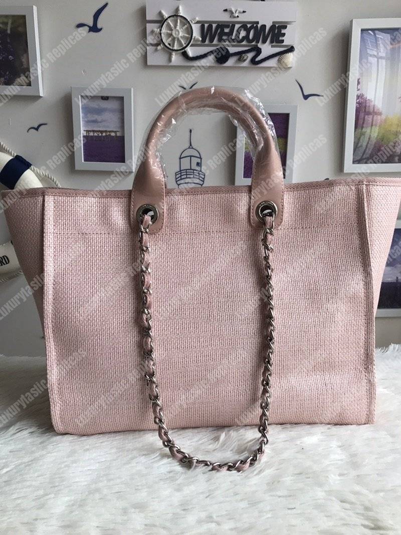 Ch*el deauville fabric tote pink/fuchsia