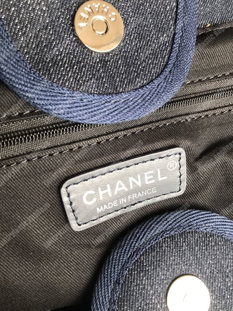 Ch*el deauville fabric tote dark blue/orange