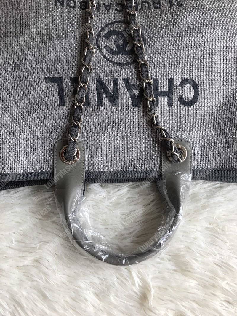 Ch*el deauville fabric tote gray