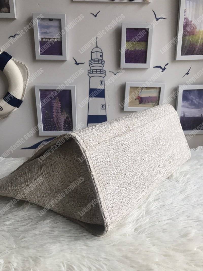 Ch*el deauville fabric tote beige