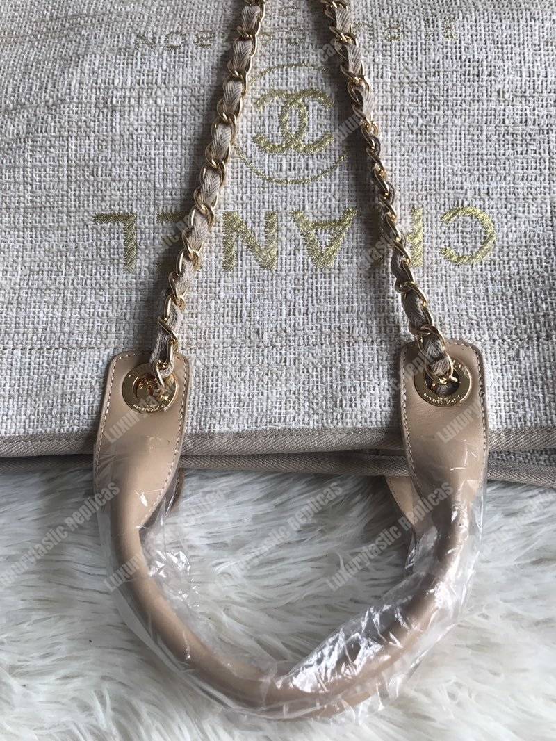 Ch*el deauville fabric tote beige