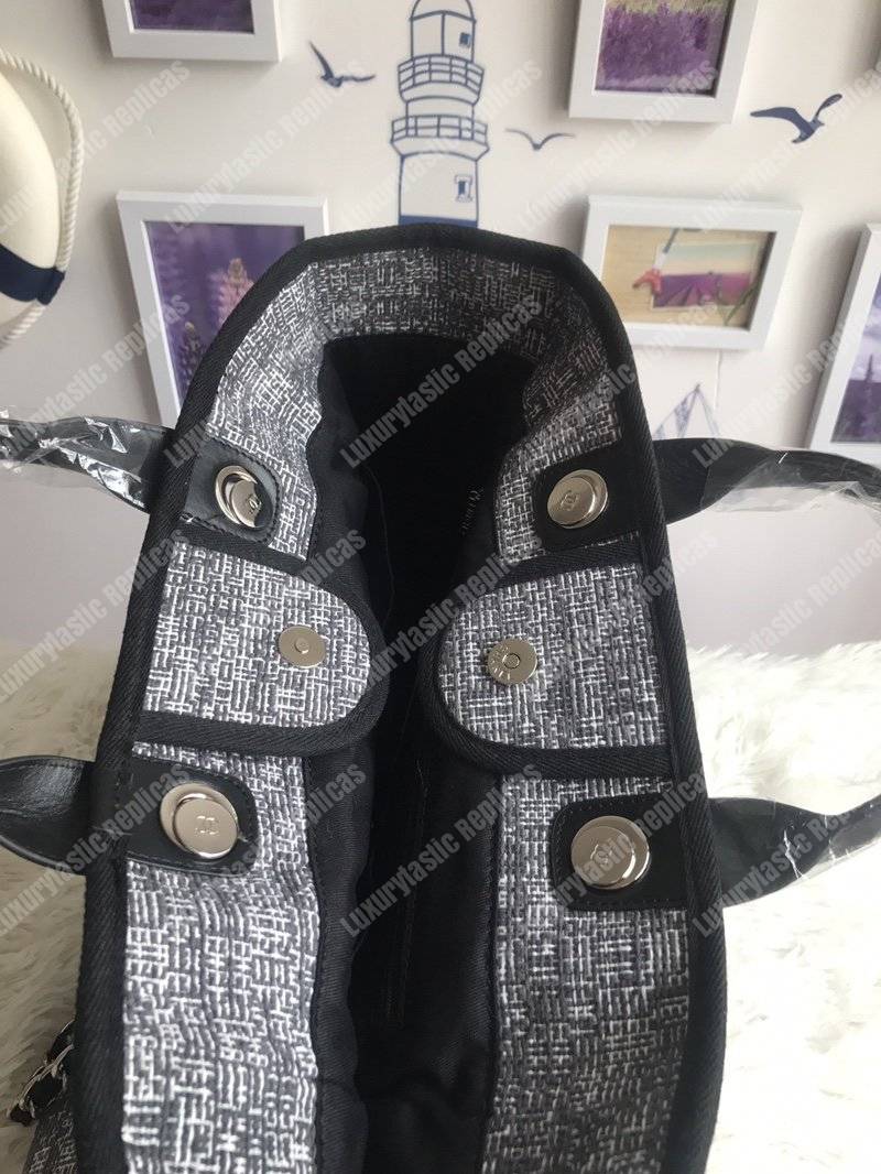 Ch*el deauville fabric tote dark gray