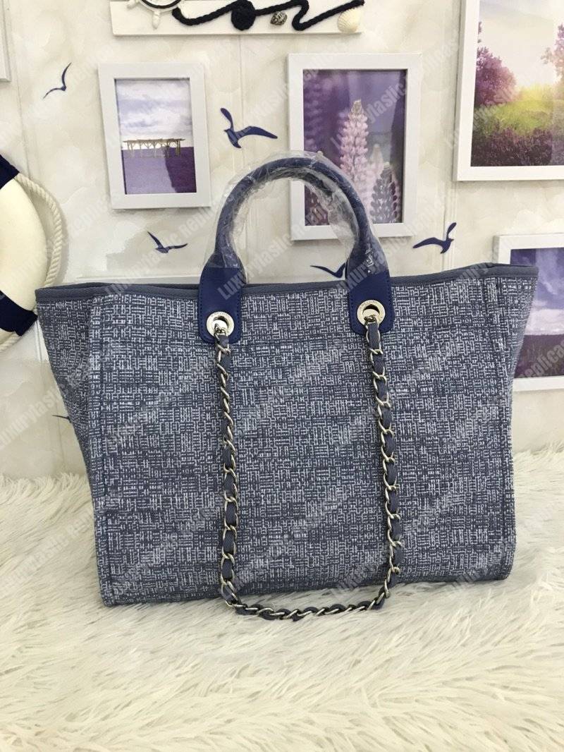 Ch*el deauville fabric tote blue
