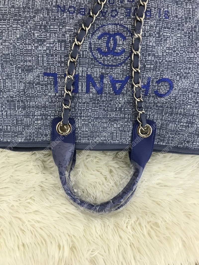 Ch*el deauville fabric tote blue
