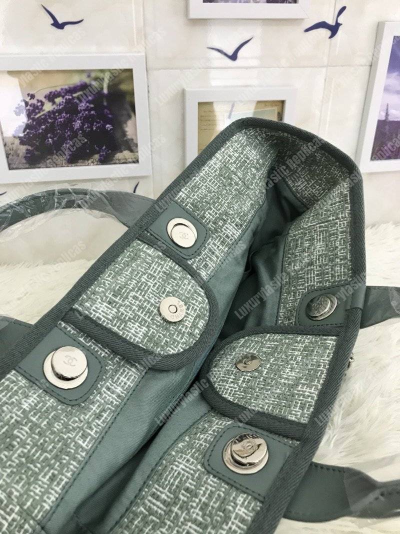 Ch*el deauville fabric tote sage green