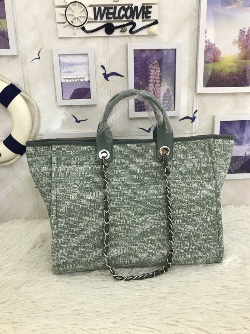 Ch*el deauville fabric tote sage green