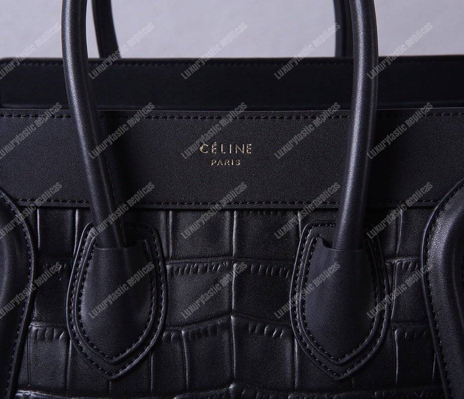 Ce**e mini luggage handbag crocodile veins leather with calfskin leather