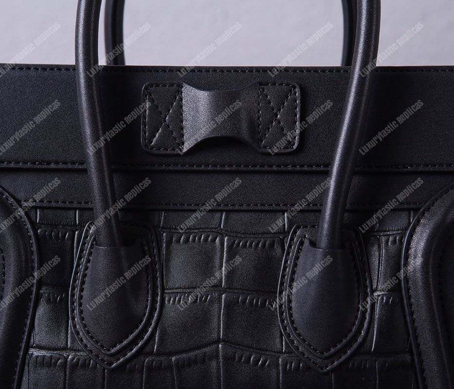 Ce**e mini luggage handbag crocodile veins leather with calfskin leather