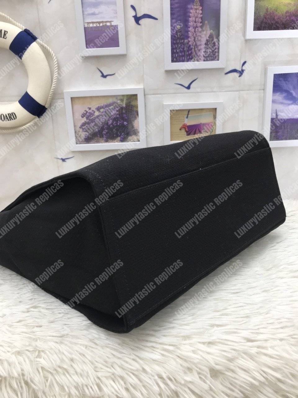 Ch*el deauville fabric tote black/gray