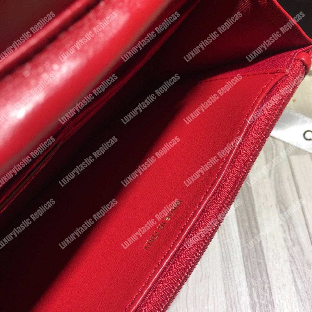 Ch*el le boy wallet on chain – woc red quilted lambskin gold-toned