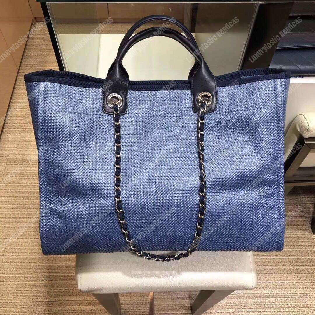 Ch*el deauville fabric tote cobalt/navy blue