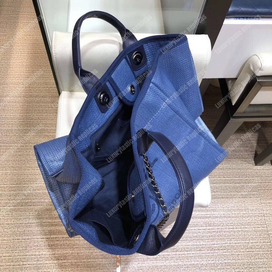 Ch*el deauville fabric tote cobalt/navy blue