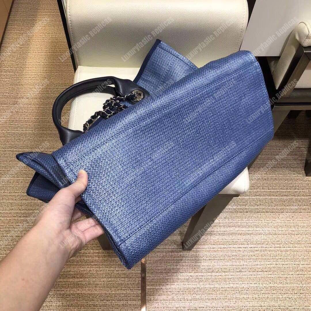 Ch*el deauville fabric tote cobalt/navy blue