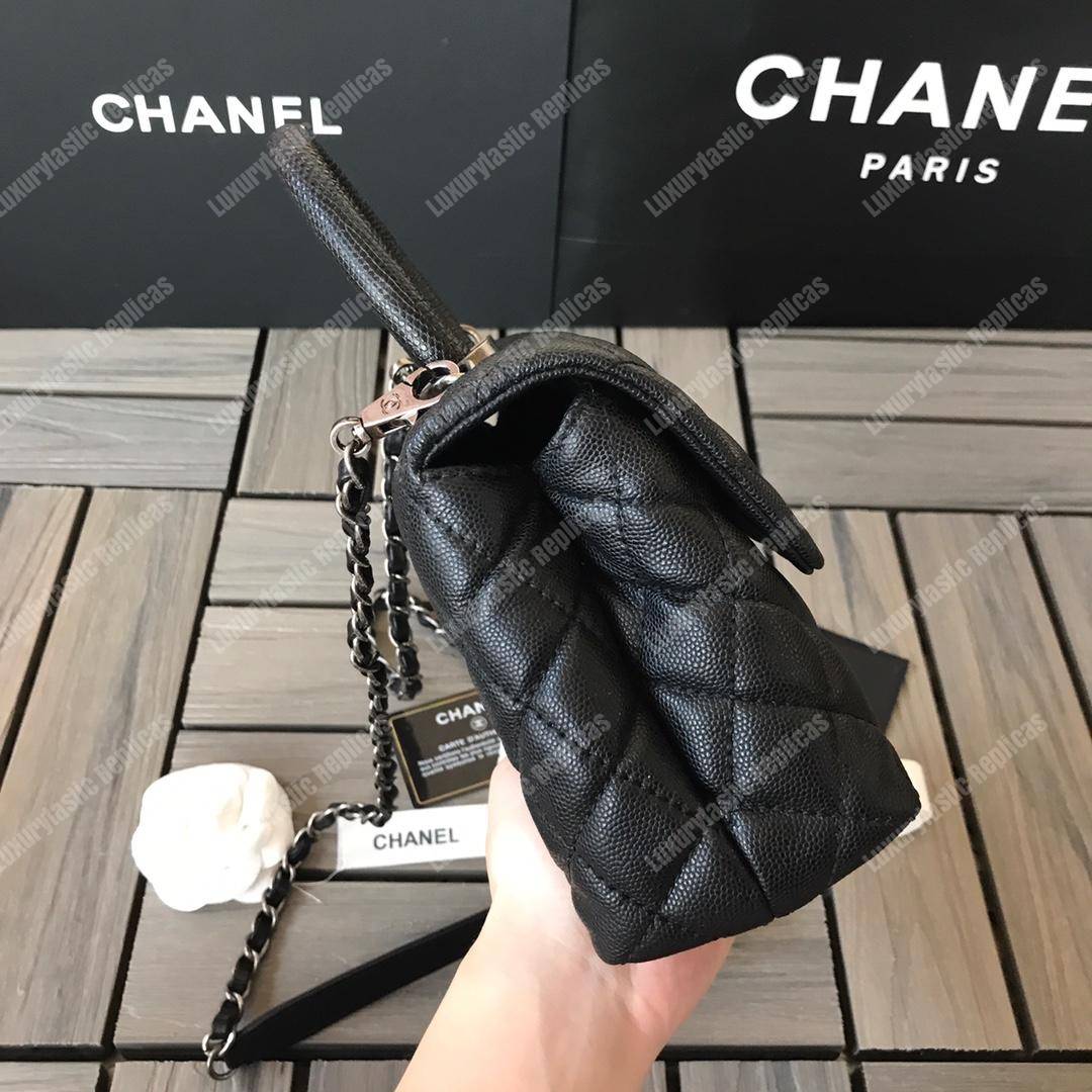 Ch*el small flap bag with top handle black
