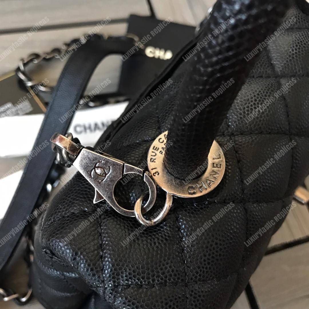 Ch*el small flap bag with top handle black